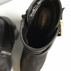 Merona Shoes - Black Heeled Boots with Gold Buckle Merona Shoes - Black Heeled Boots with Gold Buckle